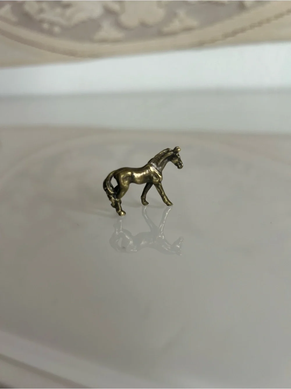 VTG miniature Brass Horse Figurine Set stocking stuffers gift stallions pony 1”